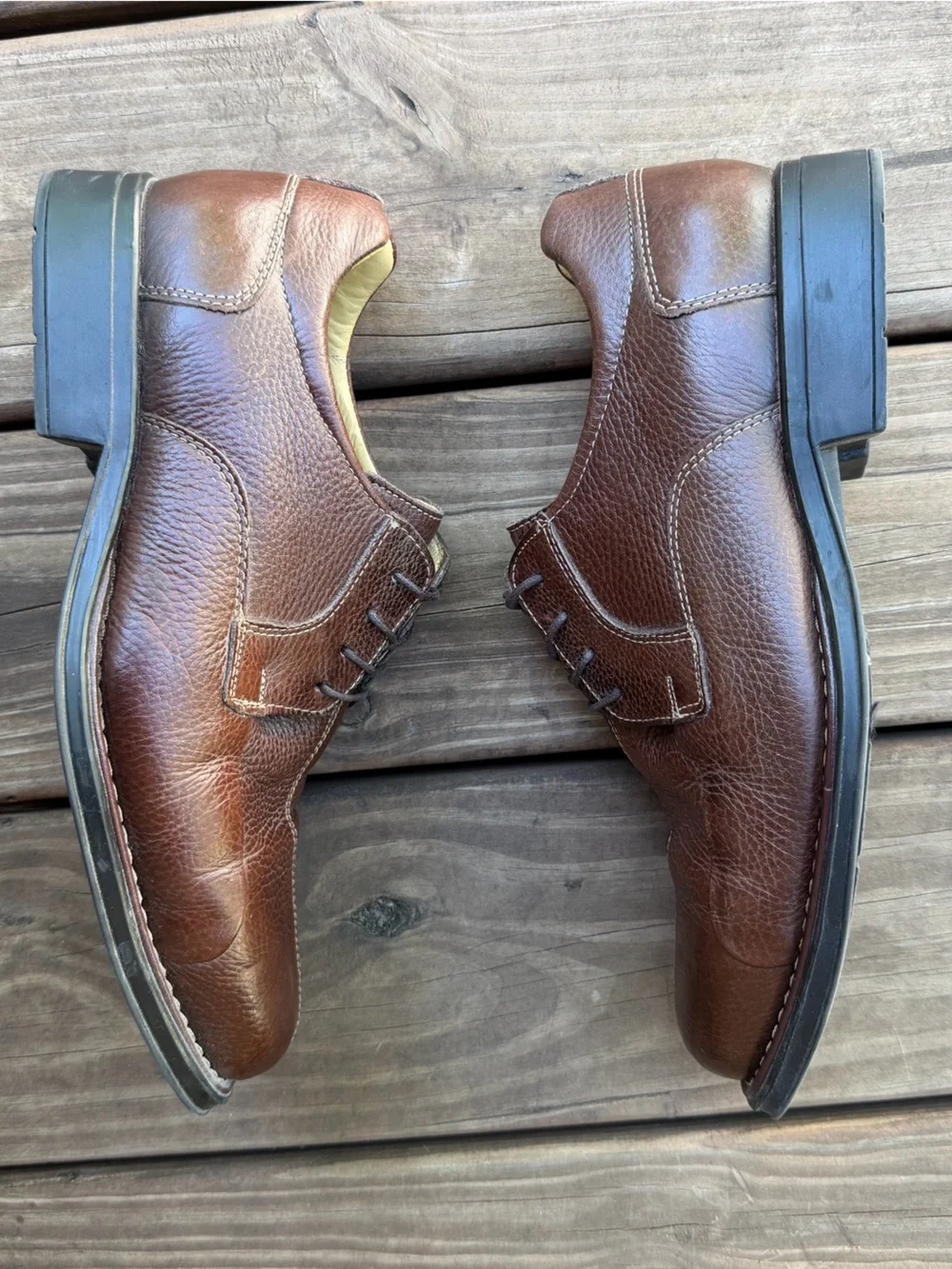 Studio Belvedere Men's Brown Bay Bridge Leather Lace-Up Derby Shoes 10.5 EEE